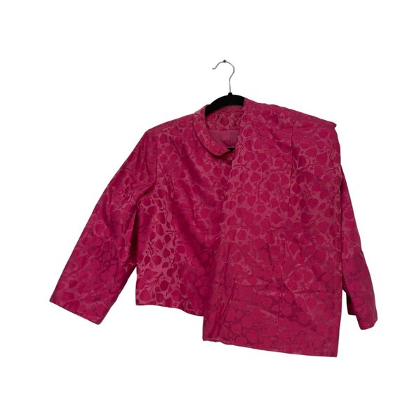 Vintage Alper Schwartz Womens Dress Jacket Set Small Pink Jacquard Cocktail 70s - Picture 2 of 15